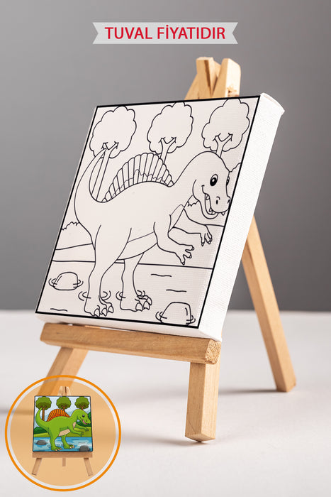 Sevimli Yavru Dinazor Ön Çizimli Boyama Tuvali 9206