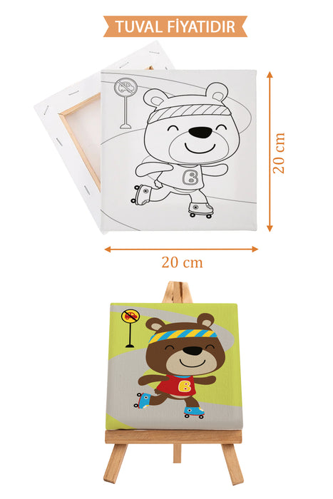 Sevimli Ayı Ön Çizimli Boyama Tuvali 9192