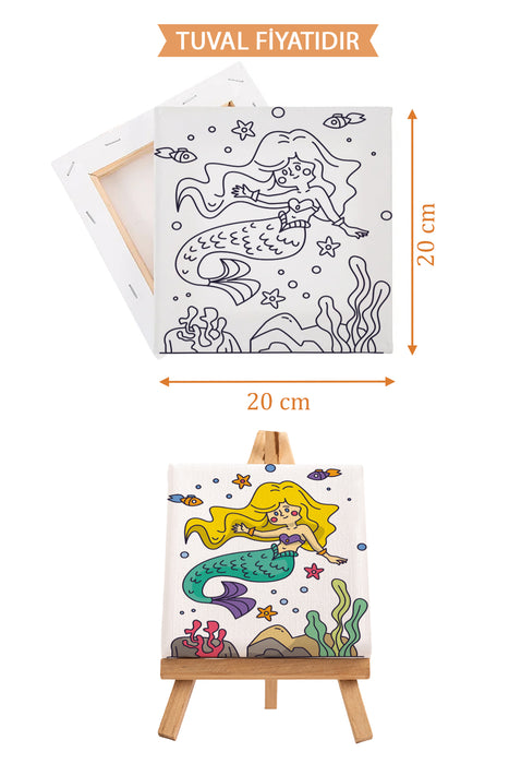 Sevimli Deniz Kızı Ön Çizimli Boyama Tuvali 9153