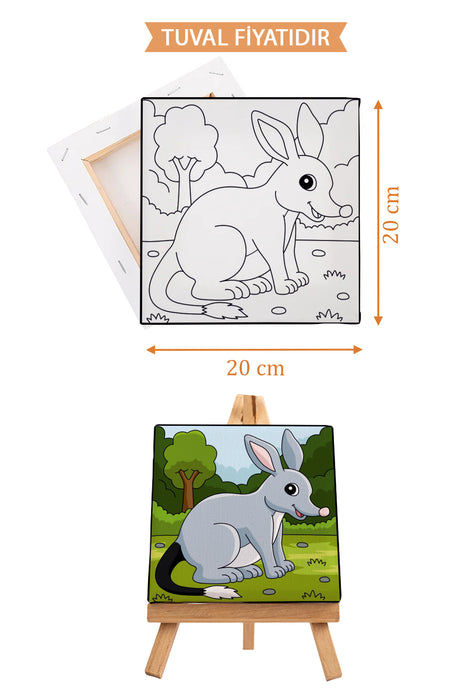 Sevimli Tavşan Ön Çizimli Boyama Tuvali 9003