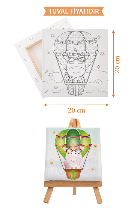 Sevimli Unicorn Ön Çizimli Boyama Tuvali 9064