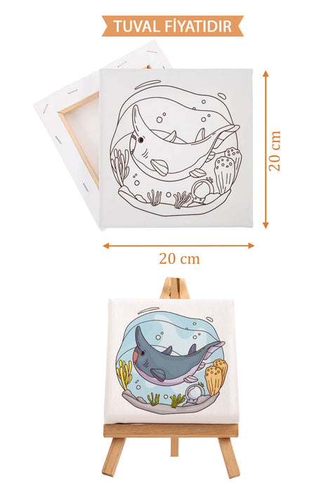 Köpek Balığı Ön Çizimli Boyama Tuvali 9138