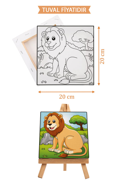 Sevimli Aslan Ön Çizimli Boyama Tuvali 9177