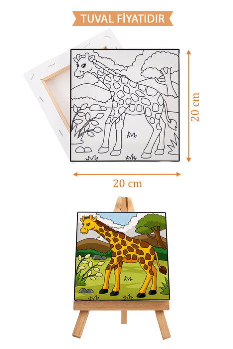 Sevimli Zürafa Ön Çizimli Boyama Tuvali 9126