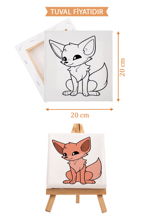 Sevimli Tilki Ön Çizimli Boyama Tuvali 9122