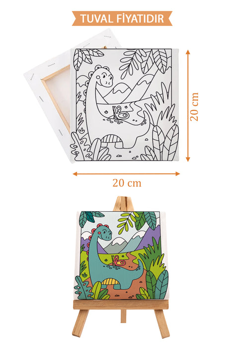 Sevimli Yavru Dinazor Ön Çizimli Boyama Tuvali 9141