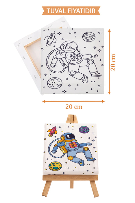 Sevimli Asronot Ön Çizimli Boyama Tuvali 9130
