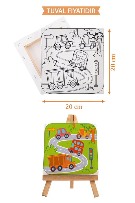 Erkek Çocuğu Trafik Ön Çizimli Boyama Tuvali 9041