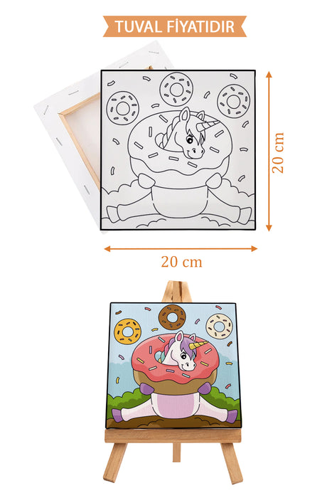 Sevimli Unicorn Ön Çizimli Boyama Tuvali 9204