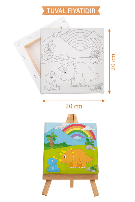 Sevimli Gergedan ve Yavrusu Ön Çizimli Boyama Tuvali 9096