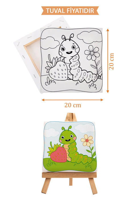 Sevimli Tırtıl Ön Çizimli Boyama Tuvali 9042