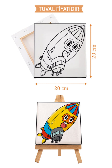 Sevimli Zeplin Ön Çizimli Boyama Tuvali 9226