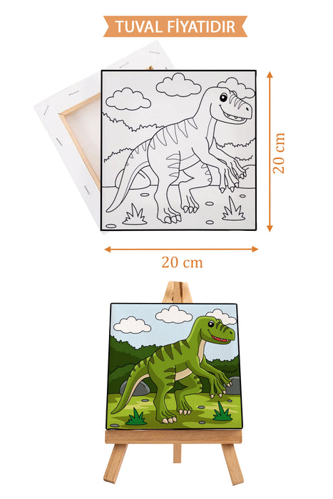 Sevimli Yavru Dinazor Ön Çizimli Boyama Tuvali 9225