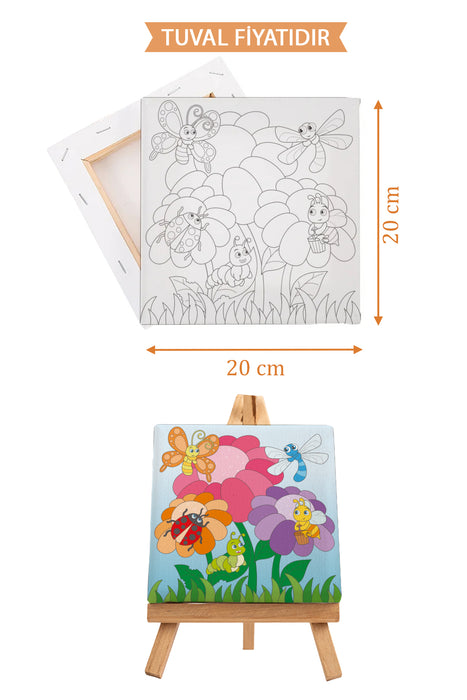 Çiçekler ve Hayvanlar Ön Çizimli Boyama Tuvali 9081