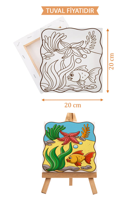 Sevimli Denizaltı Manzarası Ön Çizimli Boyama Tuvali 9014