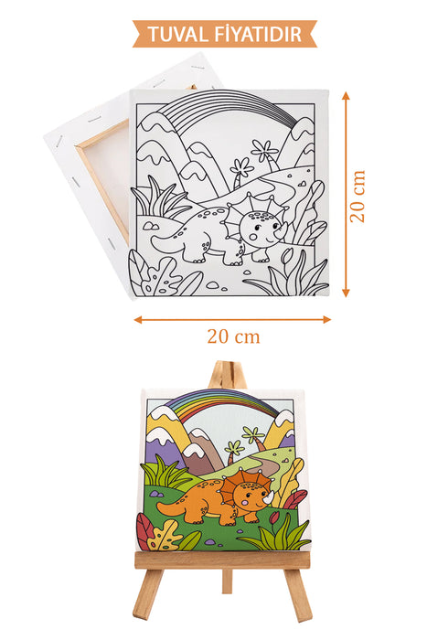 Sevimli Yavru Dinazor Ön Çizimli Boyama Tuvali 9139