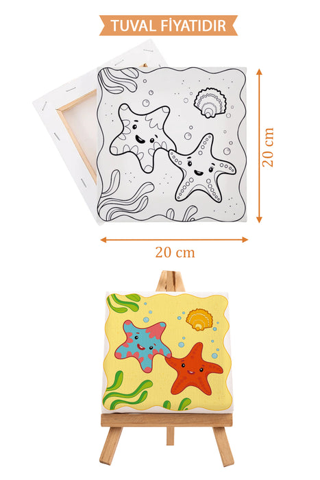 Sevimli Deniz Yıldızları Ön Çizimli Boyama Tuvali 9183