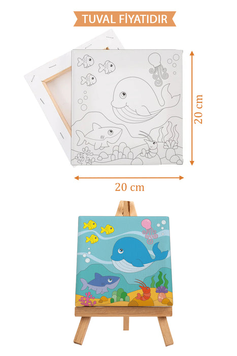 Sevimli Denizaltı Manzarası Ön Çizimli Boyama Tuvali 9095