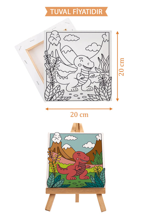 Sevimli Yavru Dinazor Ön Çizimli Boyama Tuvali 9140