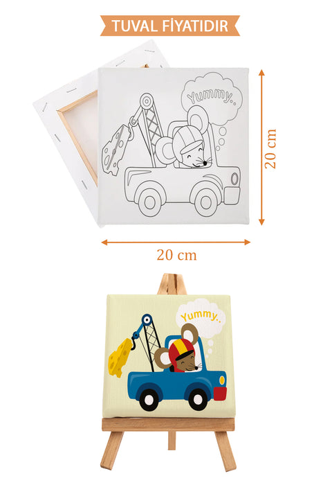 Sevimli Fare Ön Çizimli Boyama Tuvali 9200