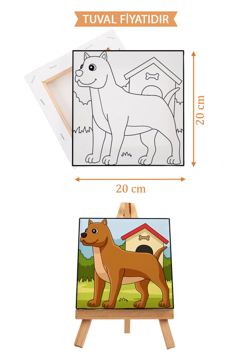 Sevimli Yavru Köpek Ön Çizimli Boyama Tuvali 9196