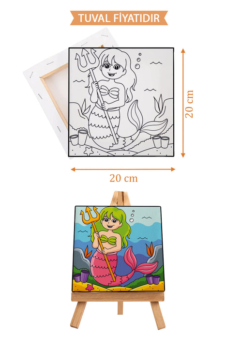 Sevimli Denizkızı Ön Çizimli Boyama Tuvali 9187