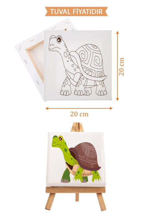 Sevimli Kaplumbağa Ön Çizimli Boyama Tuvali 9154