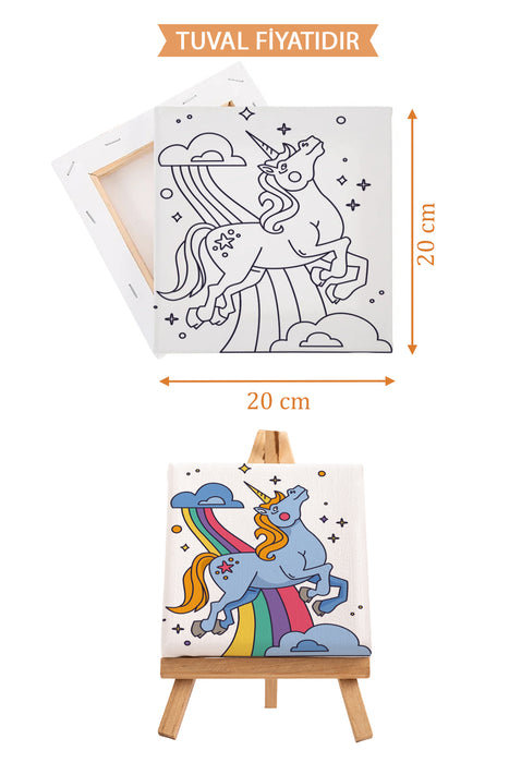Sevimli Unicorn Ön Çizimli Boyama Tuvali 9157
