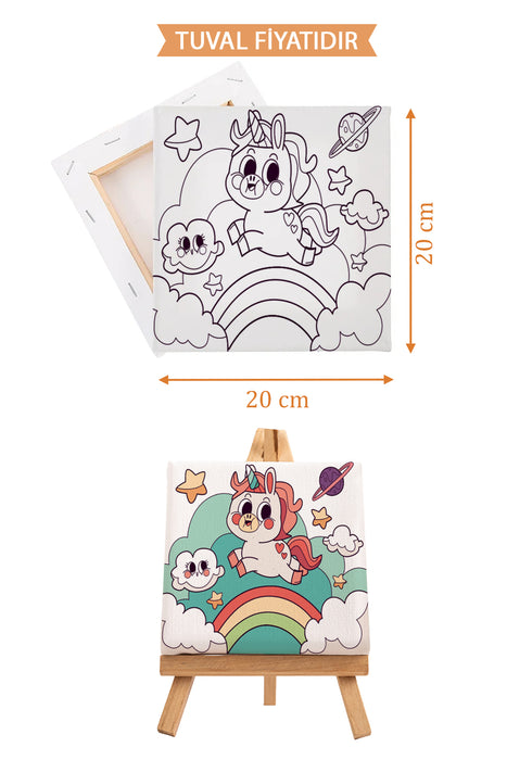 Sevimli Unicorn Ön Çizimli Boyama Tuvali 9213