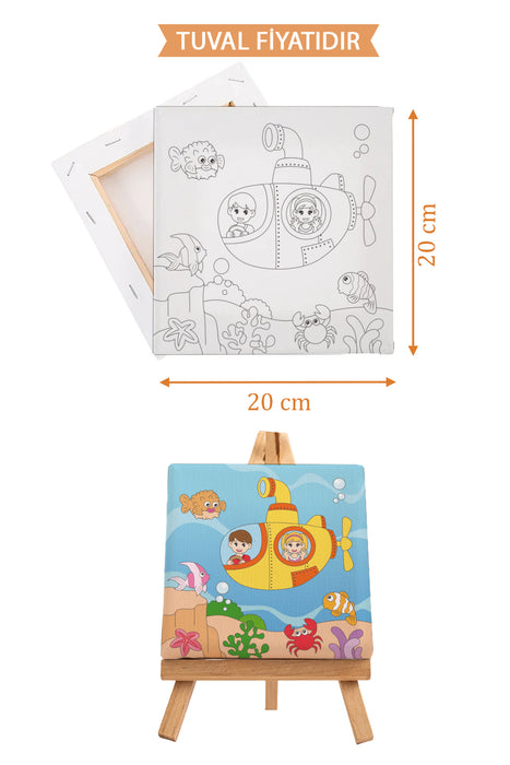 Sevimli Denizaltı Manzarası Ön Çizimli Boyama Tuvali 9073