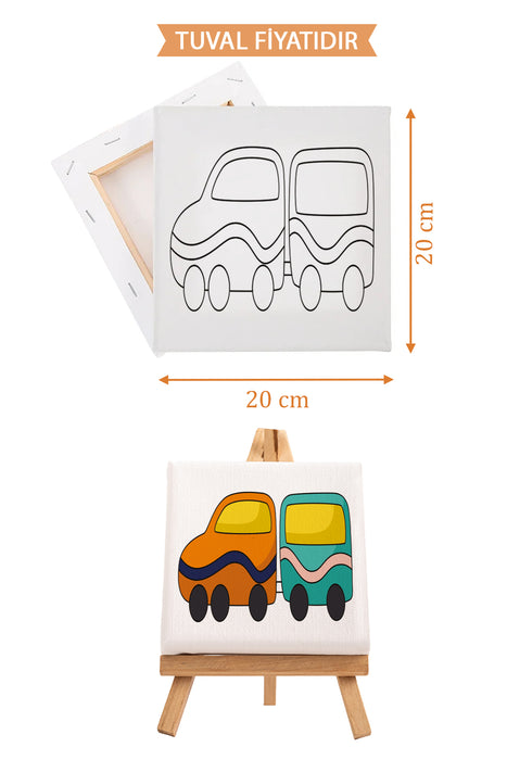 Sevimli Karavan Ön Çizimli Boyama Tuvali 9193