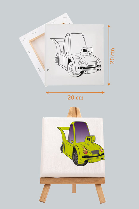 Sevimli Yeşil Araba, Erkek Çocuğu Eğitici Tuval Boyama Hobi Seti 9191