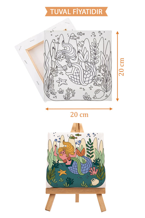 Sevimli Deniz Kızı Ön Çizimli Boyama Tuvali 9150