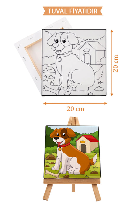 Sevimli Yavru Köpek Ön Çizimli Boyama Tuvali 9113