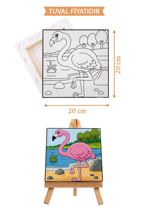 Sevimli Ekskavatör Kepçe Ön Çizimli Boyama Tuvali 9120