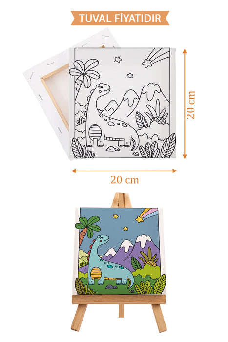 Sevimli Yavru Dinazor Ön Çizimli Boyama Tuvali 9144