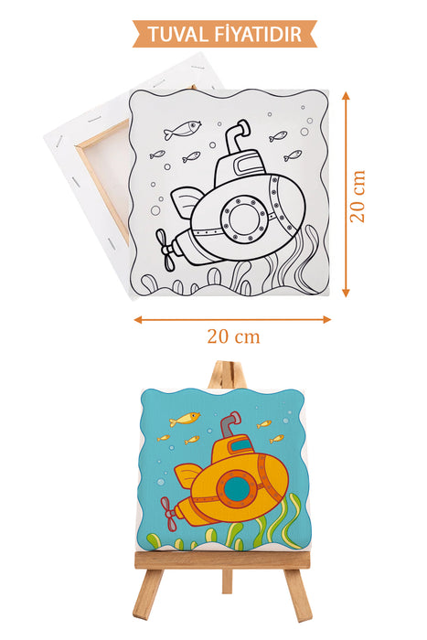 Sevimli Denizaltı Ön Çizimli Boyama Tuvali 9057