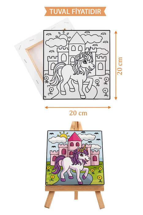 Sevimli Unicorn Ön Çizimli Boyama Tuvali 9220