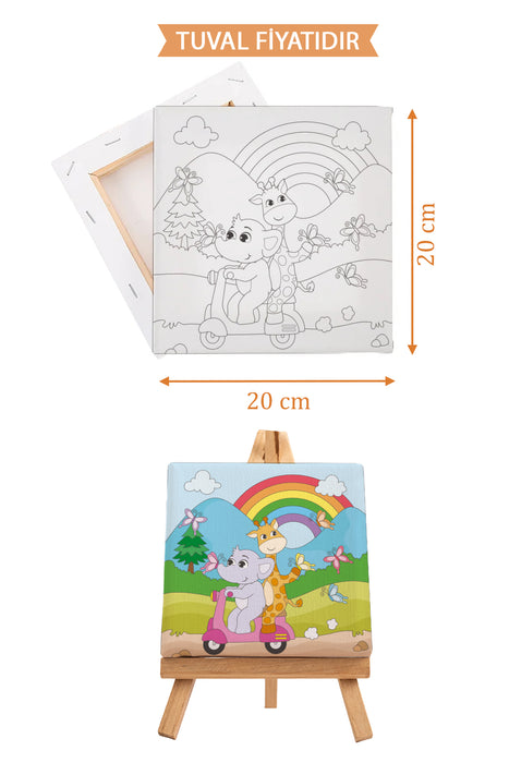 Tatil Yapan Sevimli Hayvanlar Ön Çizimli Boyama Tuvali 9075
