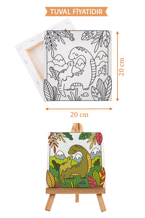 Sevimli Yavru Dinazor Ön Çizimli Boyama Tuvali 9143