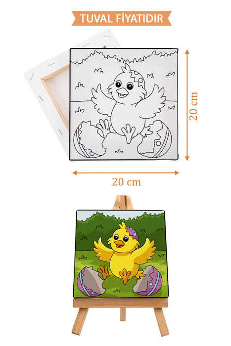 Paskalya Yumurtasından Çıkan Civciv Ön Çizimli Boyama Tuvali 9024