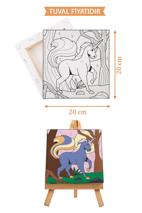 Sevimli Unicorn Ön Çizimli Boyama Tuvali 9158