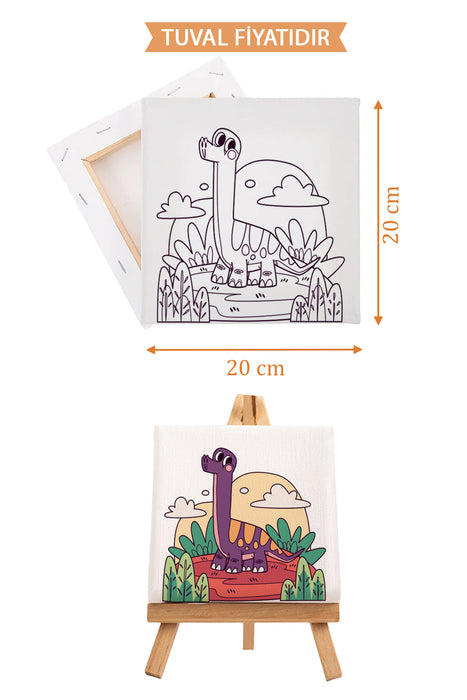 Sevimli Dinazor Ön Çizimli Boyama Tuvali 9112