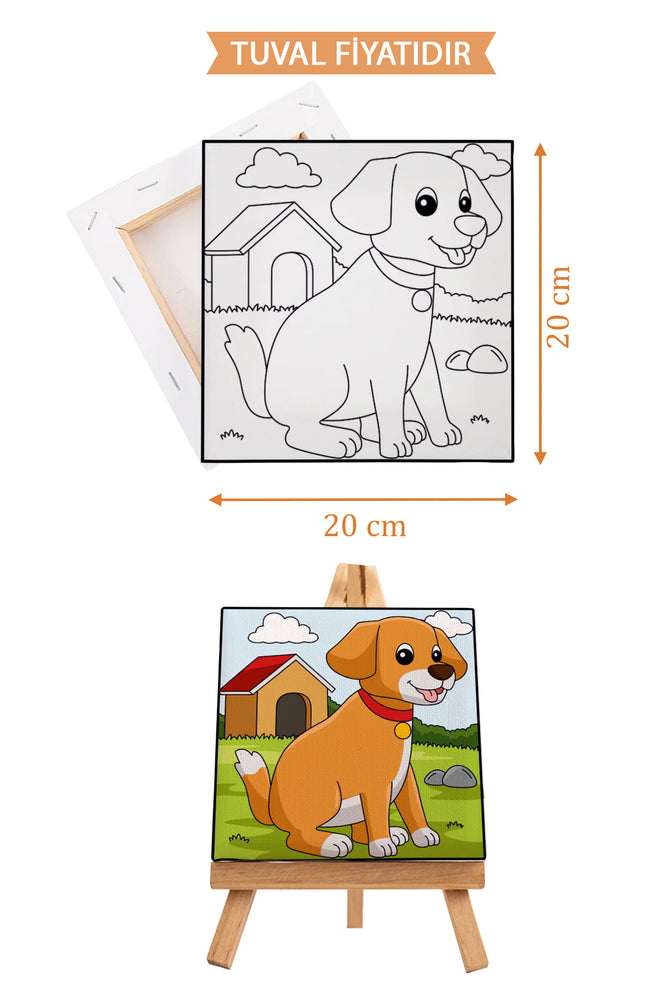 Sevimli Yavru Köpek Ön Çizimli Boyama Tuvali 9114