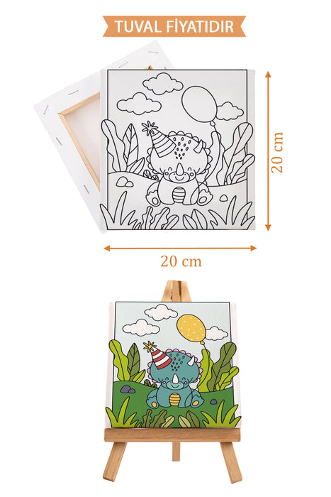 Sevimli Yavru Dinazor Ön Çizimli Boyama Tuvali 9142