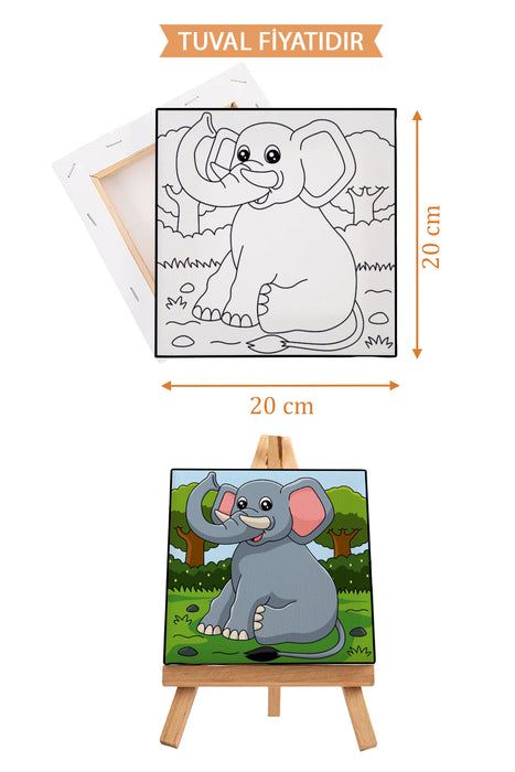 Sevimli Fil Ön Çizimli Boyama Tuvali 9118