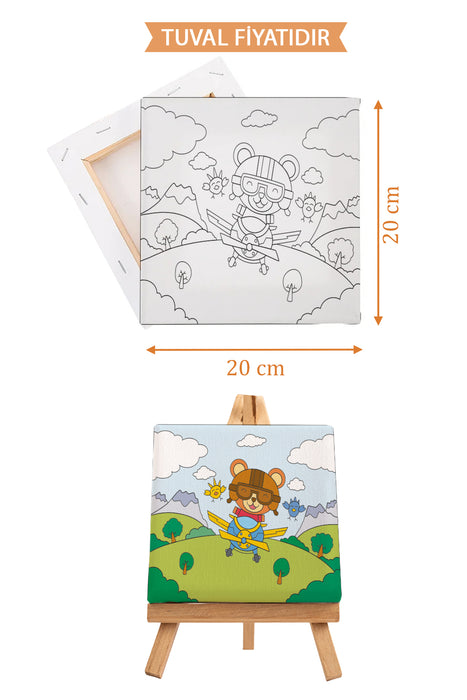 Sevimli Uçan Hayvanlar Ön Çizimli Boyama Tuvali 9065