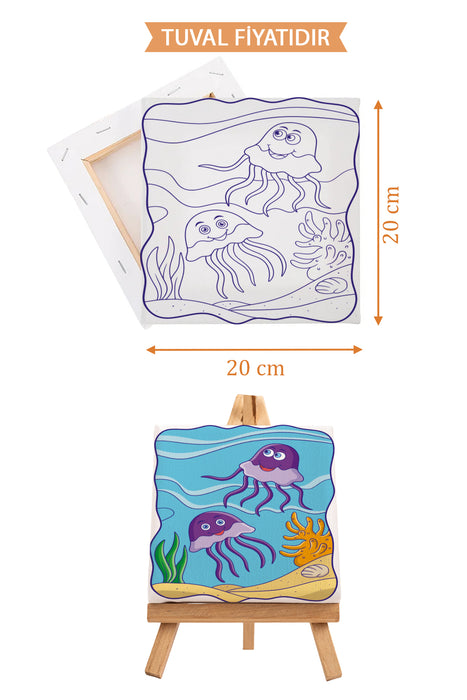 Sevimli Denizanaları Ön Çizimli Boyama Tuvali 9017