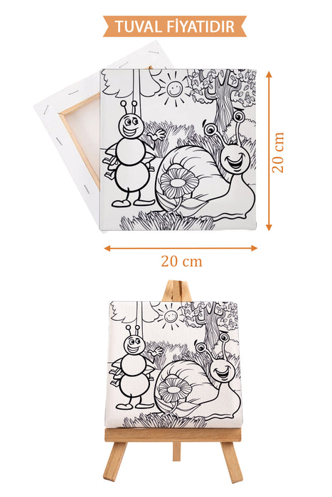 Sevimli Karınca ve Salyangoz Ön Çizimli Boyama Tuvali 9010