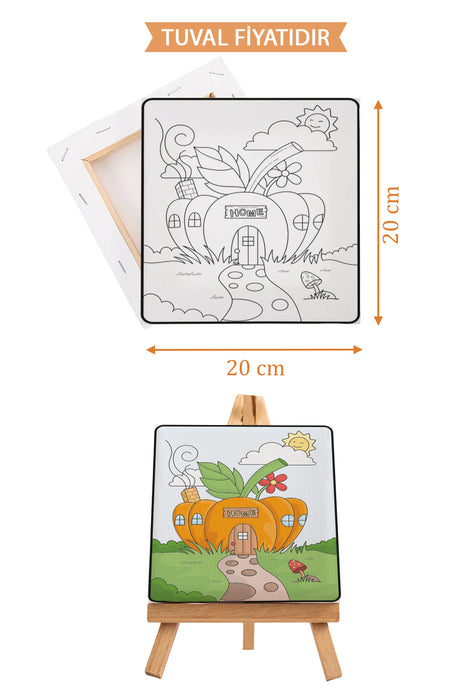 Sevimli Kabak Evi Ön Çizimli Boyama Tuvali 9198